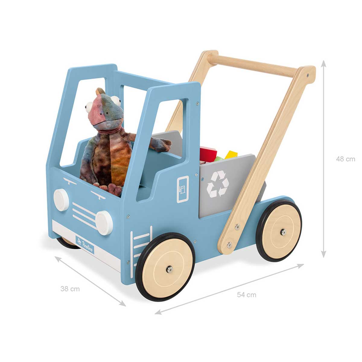Drvena kolica – guralica za učenje hodanja kamion Pinolino Fred plava 5