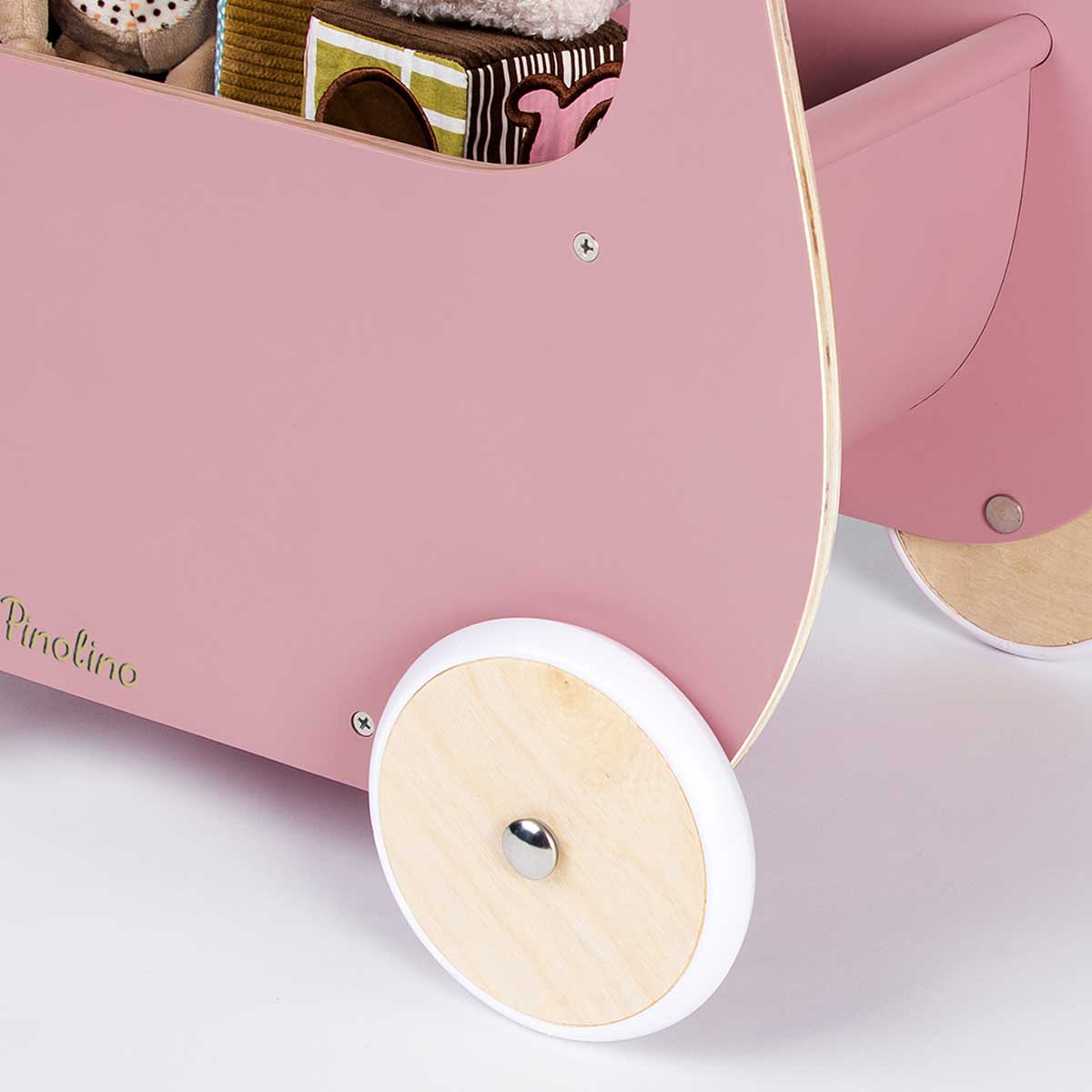 Drvena kolica za lutke guralica Pinolino Mette roza 2