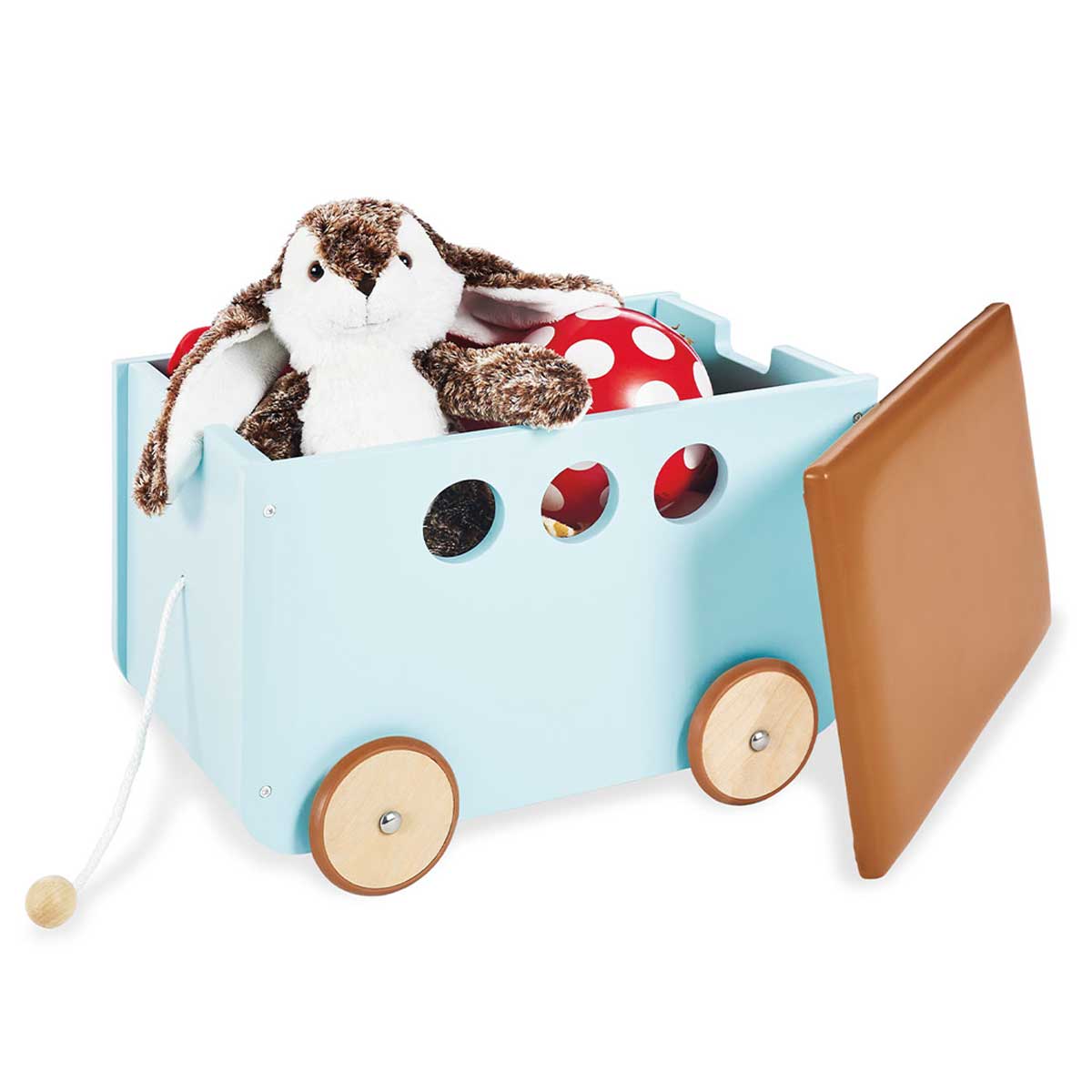 Drvena kutija za igračke na kotačima Pinolino Jim mint 2