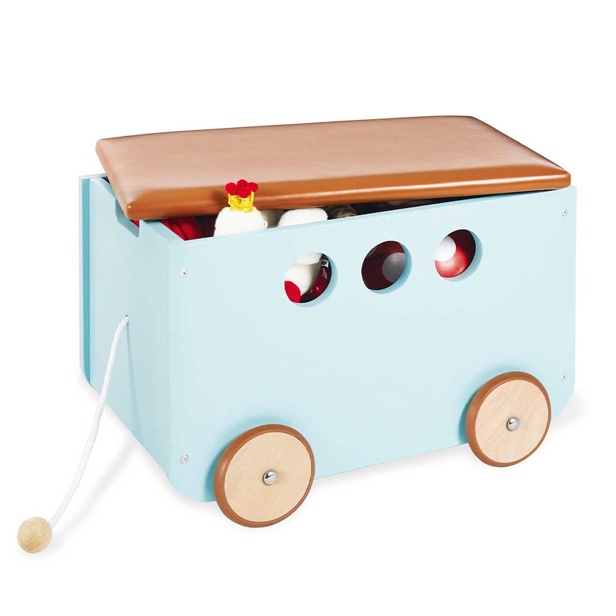 Drvena kutija za igračke na kotačima Pinolino Jim mint 3