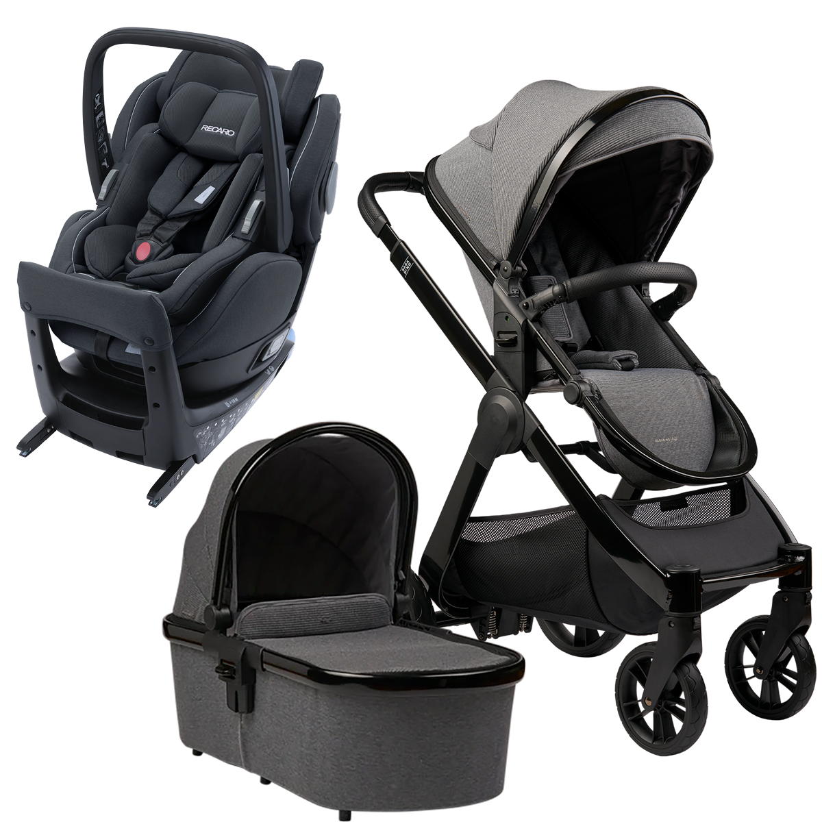 Dječja kolica 4u1 Bababing Raffi Anthra Grey + RECARO Salia Elite