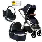Dječja kolica 3u1 Bababing Raffi Navy Blue + autosjedalica BeSafe