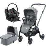 Dječja kolica 4u1 RECARO Sadena [Silent Grey] + autosjedalica “jaje“ AXKID + Isofix baza