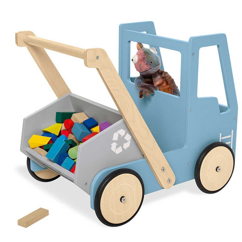 Drvena kolica – guralica za učenje hodanja kamion Pinolino Fred plava 4
