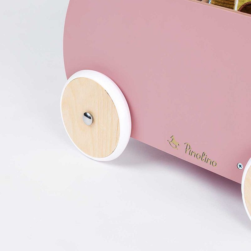 Drvena kolica za lutke guralica Pinolino Mette roza 3