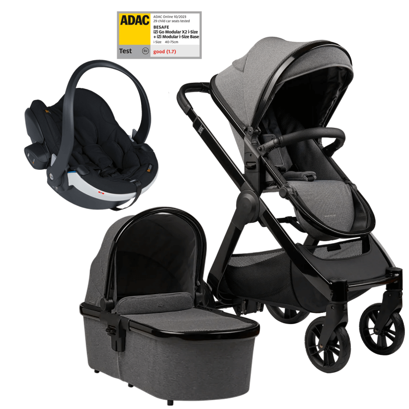 Dječja kolica 3u1 Bababing Raffi Anthra Grey + autosjedalica BeSafe