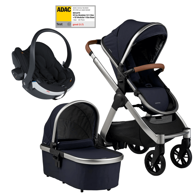 Dječja kolica 3u1 Bababing Raffi Navy Blue + autosjedalica BeSafe