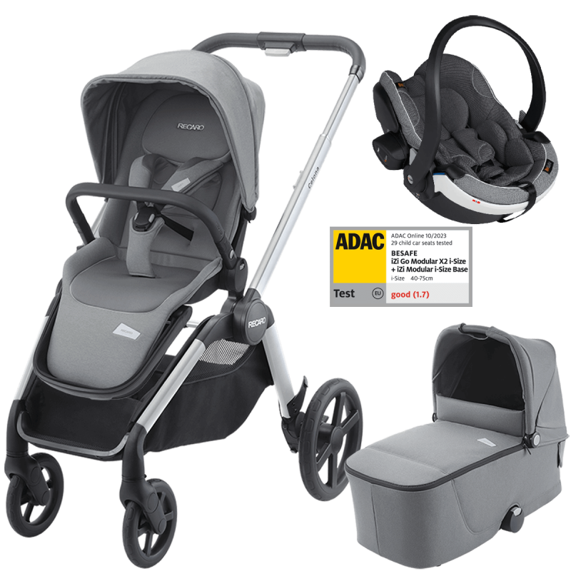 Dječja kolica 3u1 RECARO Celona [Silent Grey] + autosjedalica Besafe