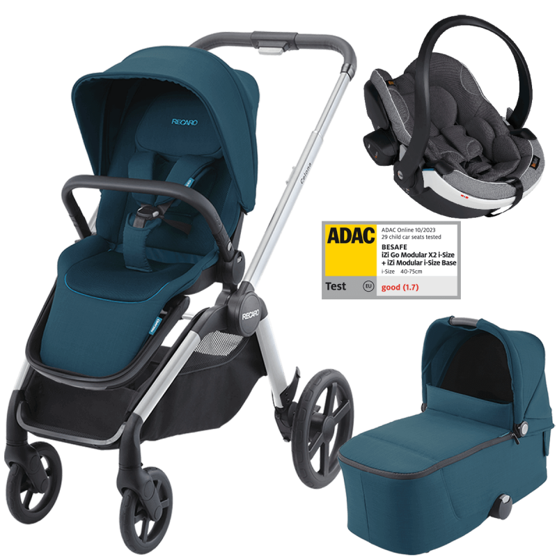 Dječja kolica 3u1 RECARO Celona [Teal Green] + autosjedalica Besafe