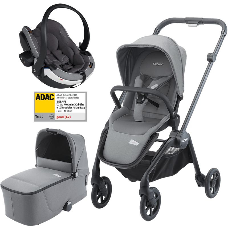 Dječja kolica 3u1 RECARO Sadena [Silent Grey] + autosjedalica Besafe