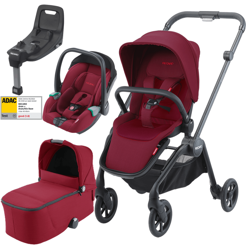 Dječja kolica 4u1 RECARO Sadena + sjedalica Avan + Isofix [Garnet Red]