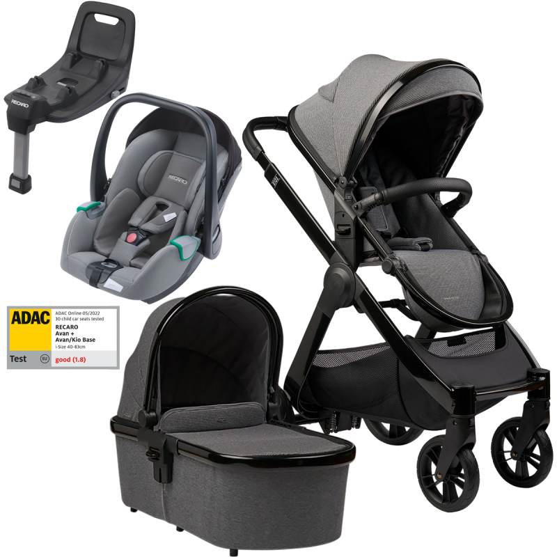 Dječja kolica 4u1 Bababing Raffi Anthra Grey + RECARO Avan + Isofix