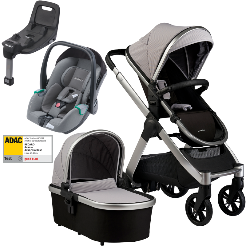 Dječja kolica 4u1 Bababing Raffi Vapour Grey + RECARO Avan + Isofix