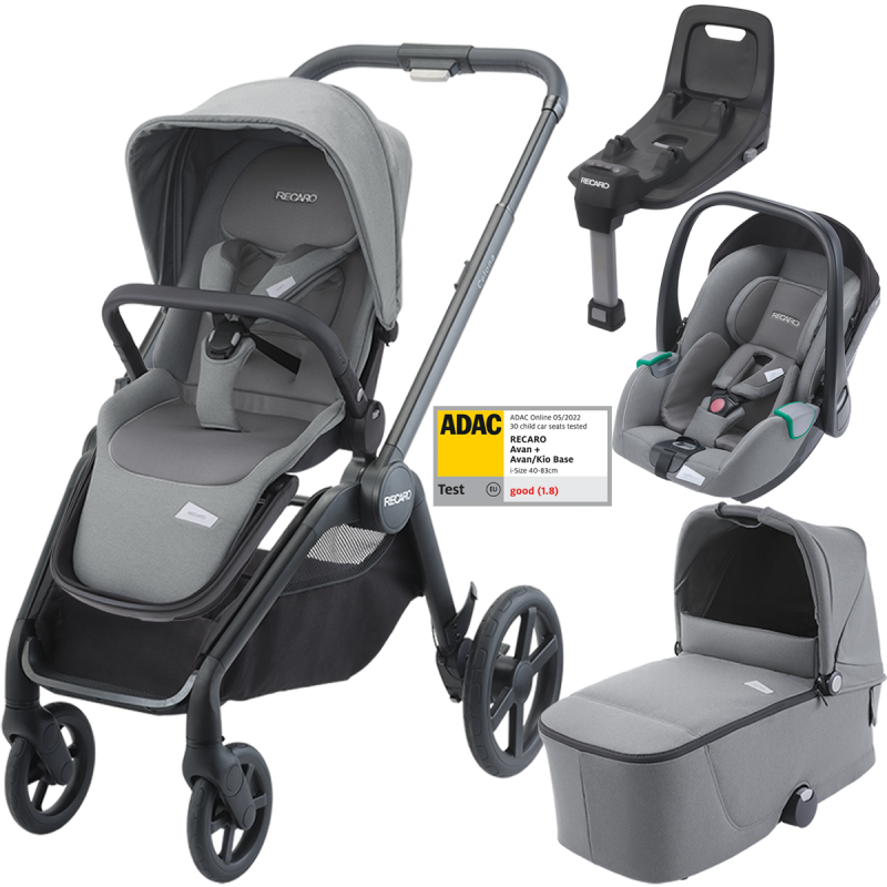 Dječja kolica 4u1 RECARO Celona + autosjedalica Avan + Isofix [Silent Grey]