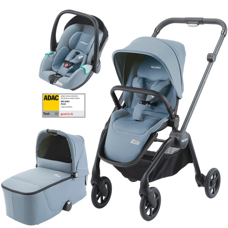 Dječja kolica 3u1 RECARO Sadena + autosjedalica Avan [Frozen Blue]