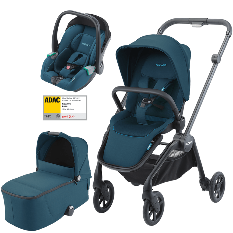 Dječja kolica 3u1 RECARO Sadena + autosjedalica Avan [Teal Green]