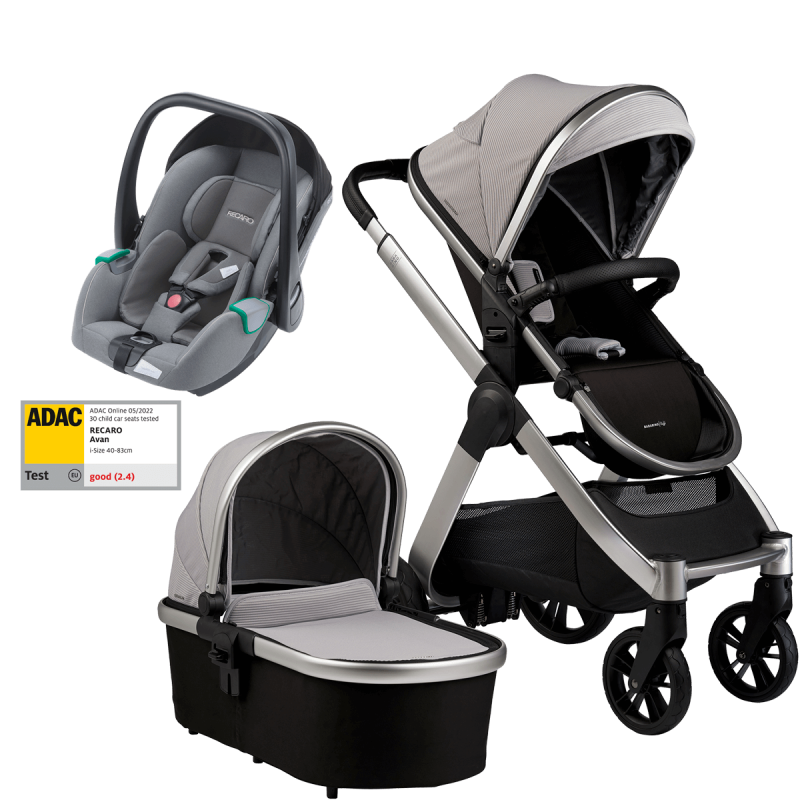 Dječja kolica 3u1 Bababing Raffi Vapour Grey + RECARO Avan