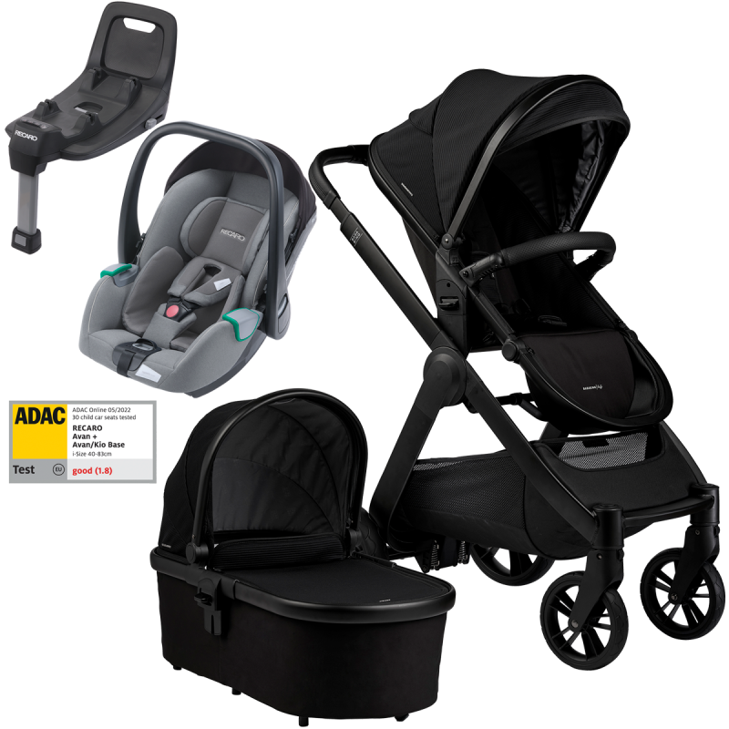 Dječja kolica 4u1 Bababing Raffi Black + RECARO Avan + Isofix