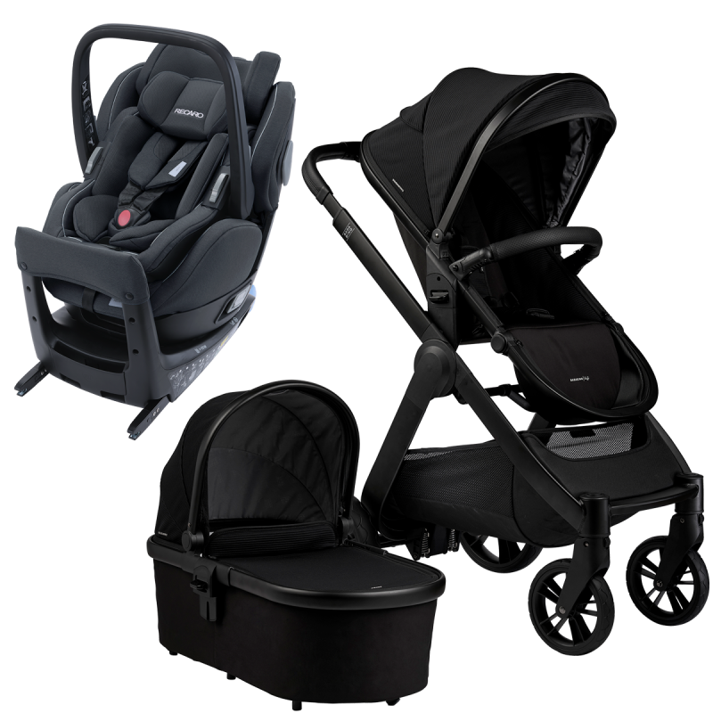 Dječja kolica 4u1 Bababing Raffi Black + RECARO Salia Elite