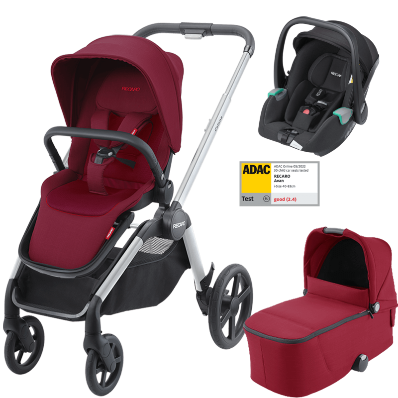 Dječja kolica 3u1 RECARO Celona + autosjedalica Avan [Garnet Red]