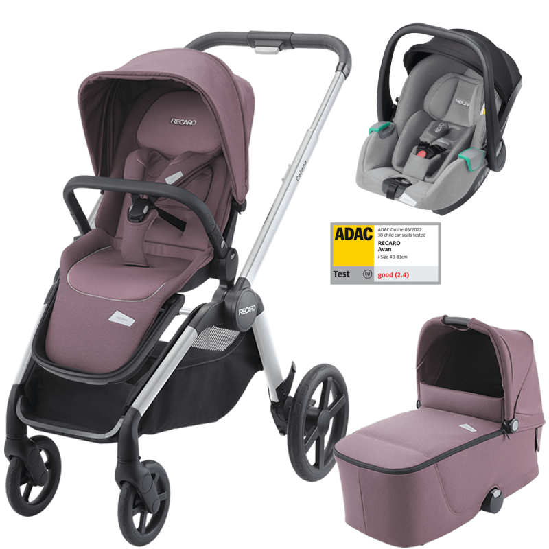 Dječja kolica 3u1 RECARO Celona + autosjedalica Avan [Pale Rose]