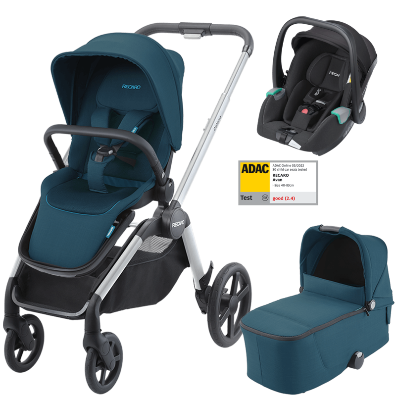 Dječja kolica 3u1 RECARO Celona + autosjedalica Avan [Teal Green]