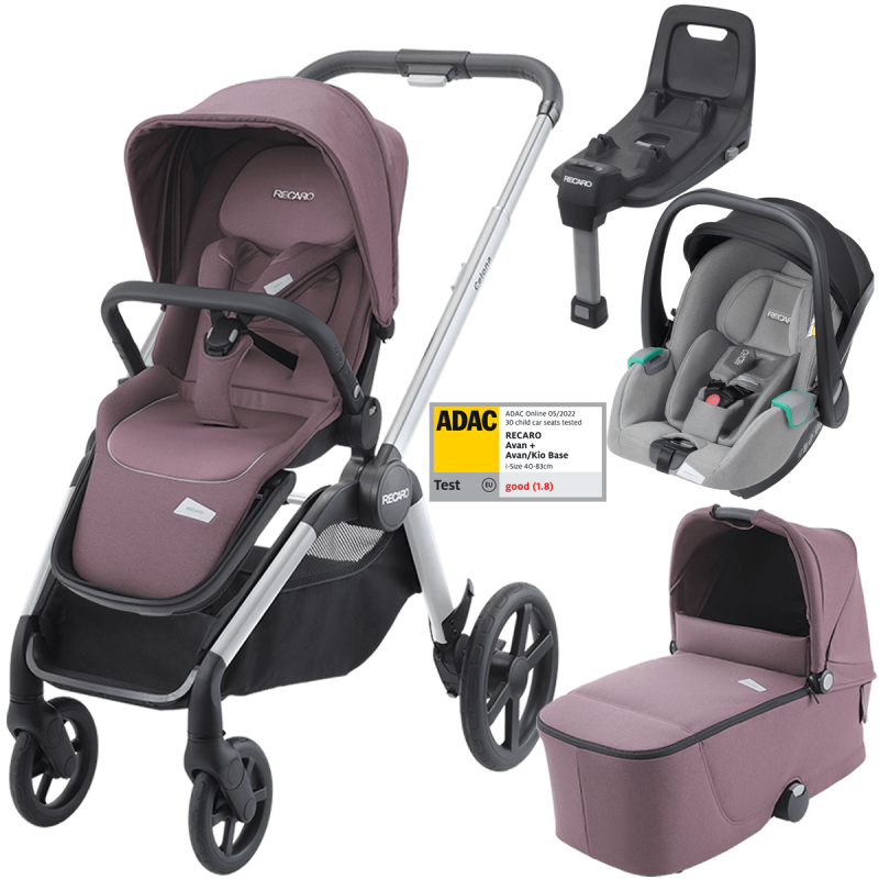 Dječja kolica 4u1 RECARO Celona + autosjedalica Avan + Isofix [Pale Rose]