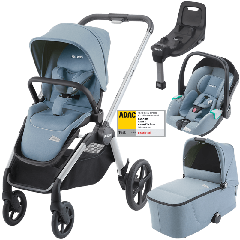 Dječja kolica 4u1 RECARO Celona + autosjedalica Avan + Isofix [Frozen Blue]