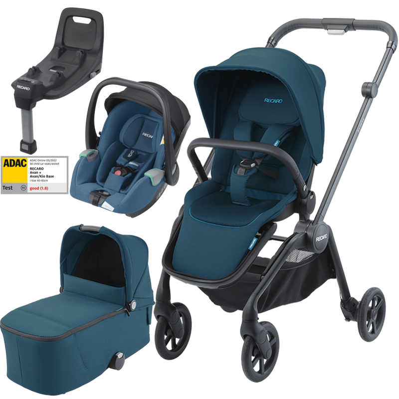 Dječja kolica 4u1 RECARO Sadena + sjedalica Avan + Isofix [Teal Green]