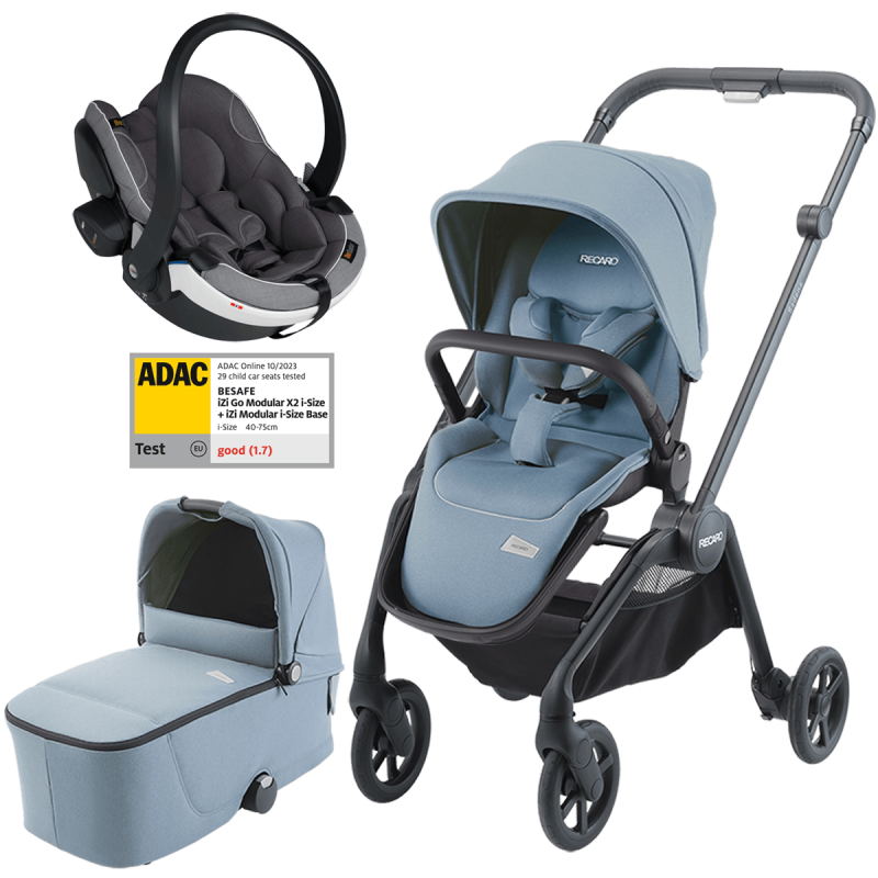 Dječja kolica 3u1 RECARO Sadena [Frozen Blue] + autosjedalica Besafe