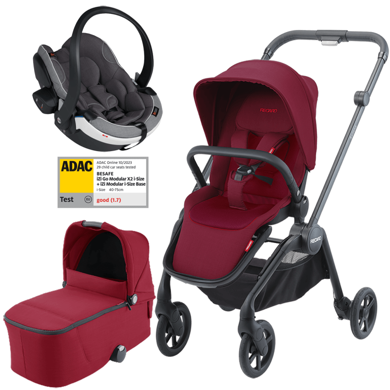 Dječja kolica 3u1 RECARO Sadena [Garnet Red] + autosjedalica Besafe