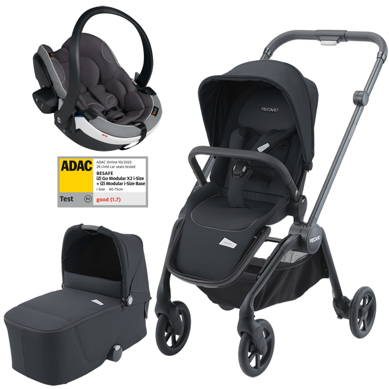 Dječja kolica 3u1 RECARO Sadena [Mat Black] + autosjedalica Besafe