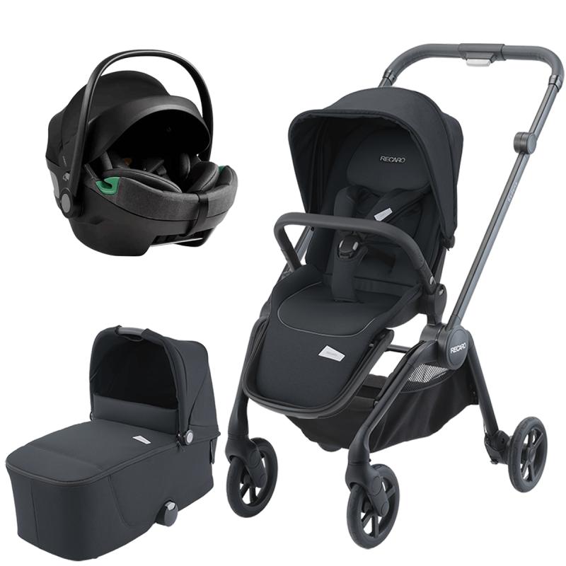 Dječja kolica 3u1 RECARO Sadena [Mat Black] + autosjedalica jaje AXKID