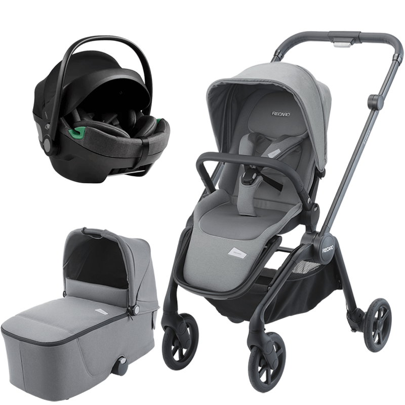 Dječja kolica 3u1 RECARO Sadena [Silent Grey] + autosjedalica jaje AXKID