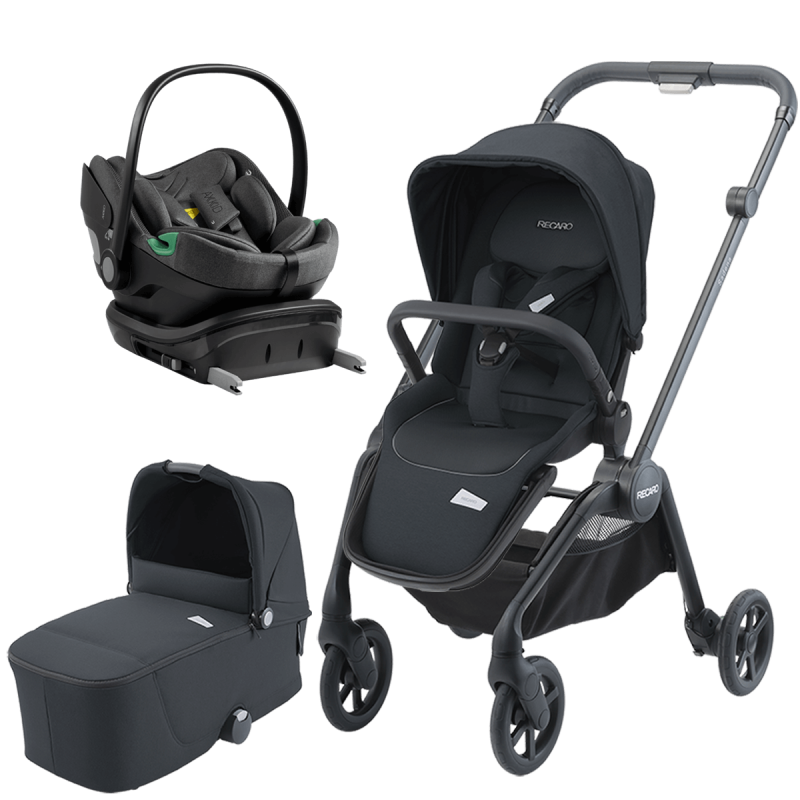 Dječja kolica 4u1 RECARO Sadena [Mat Black] + autosjedalica “jaje“ AXKID + Isofix baza