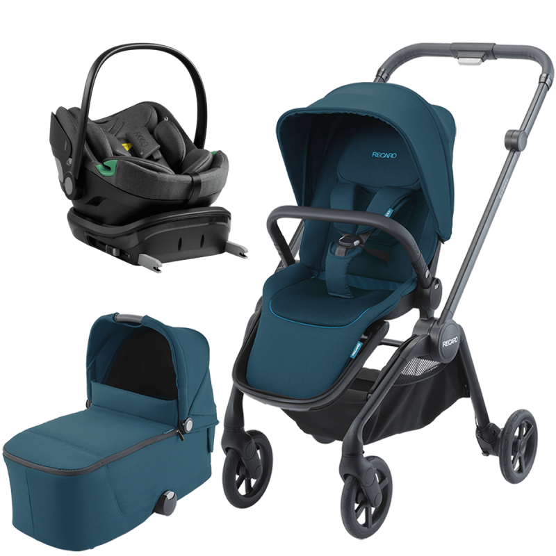 Dječja kolica 4u1 RECARO Sadena [Teal Green] + autosjedalica “jaje“ AXKID + Isofix baza